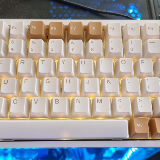 Tofu84; Gateron Silent Blacks; TaiHao Vintage Camel /w Warm White Switch LEDs
